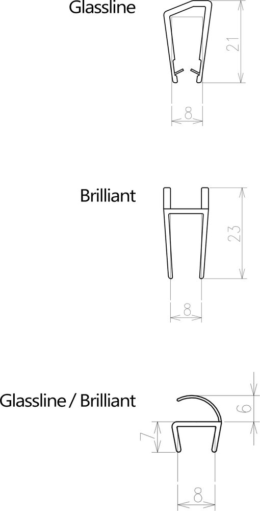 Vertikale Dichtungen Brilliant/GlassLine