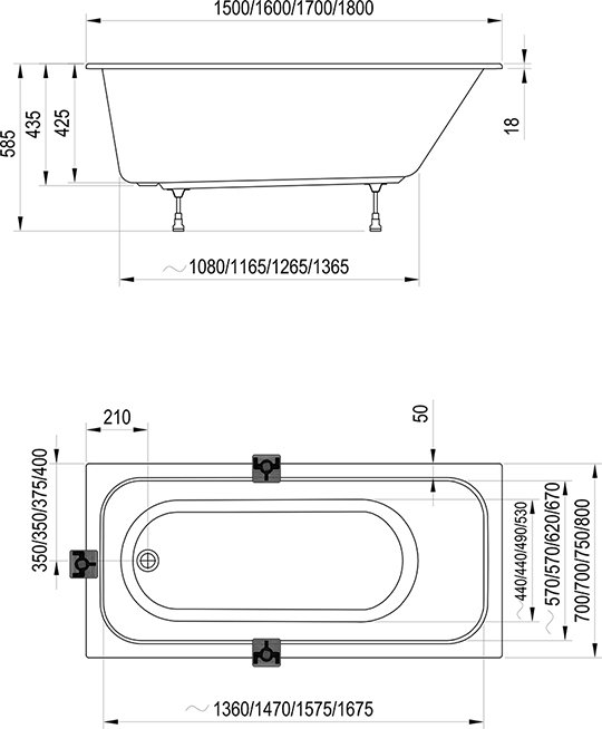 Badewanne Chrome Slim