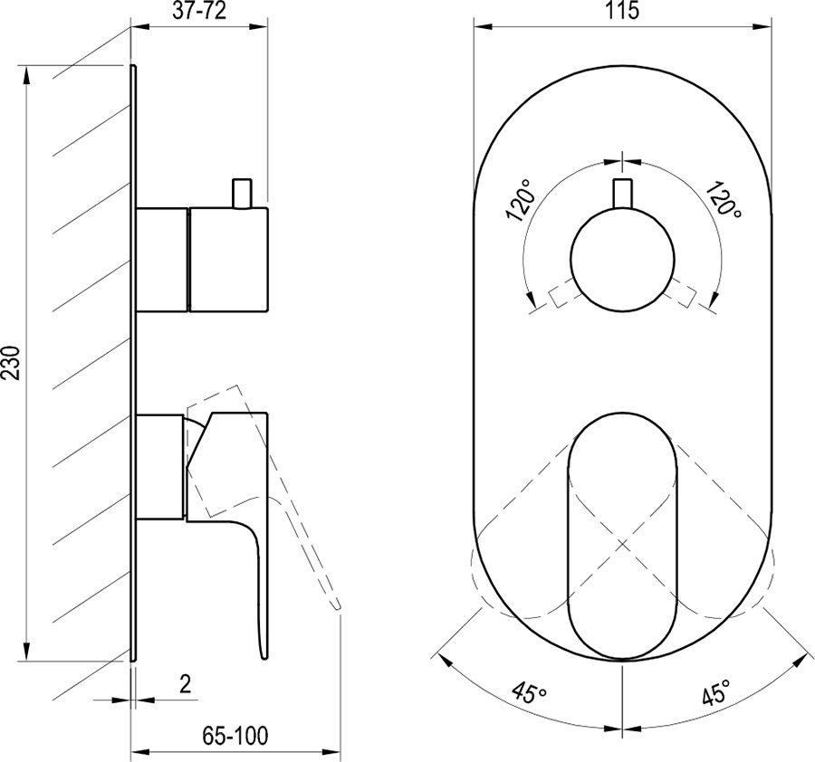 Eleganta EL 068.00-Unterputzarmatur mit Umsteller, für R-Box