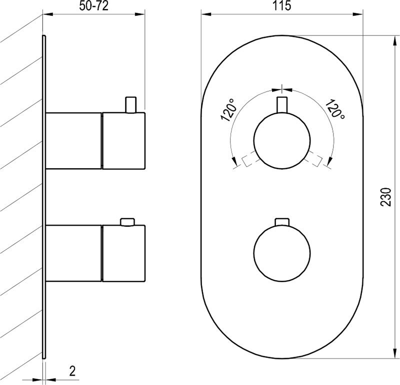 Espirit ES 067.00-Thermostat-Unterputzarmatur mit Umsteller, für R-Box