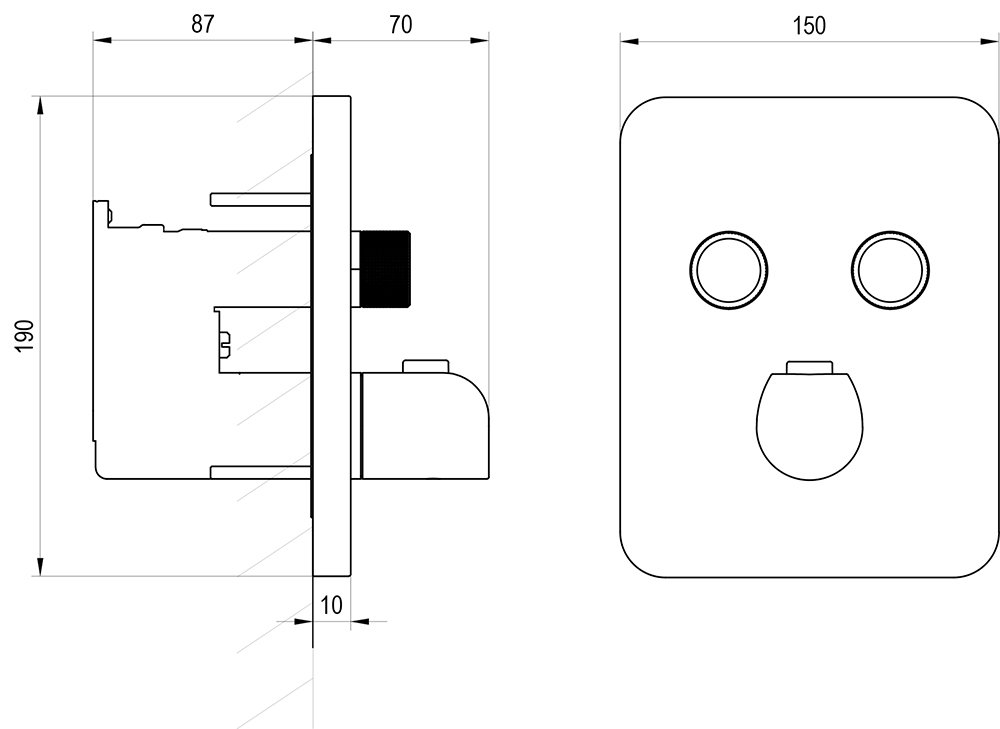 Flat FL 063.00-Thermostat-Unterputzarmatur mit Umsteller, für R-Box