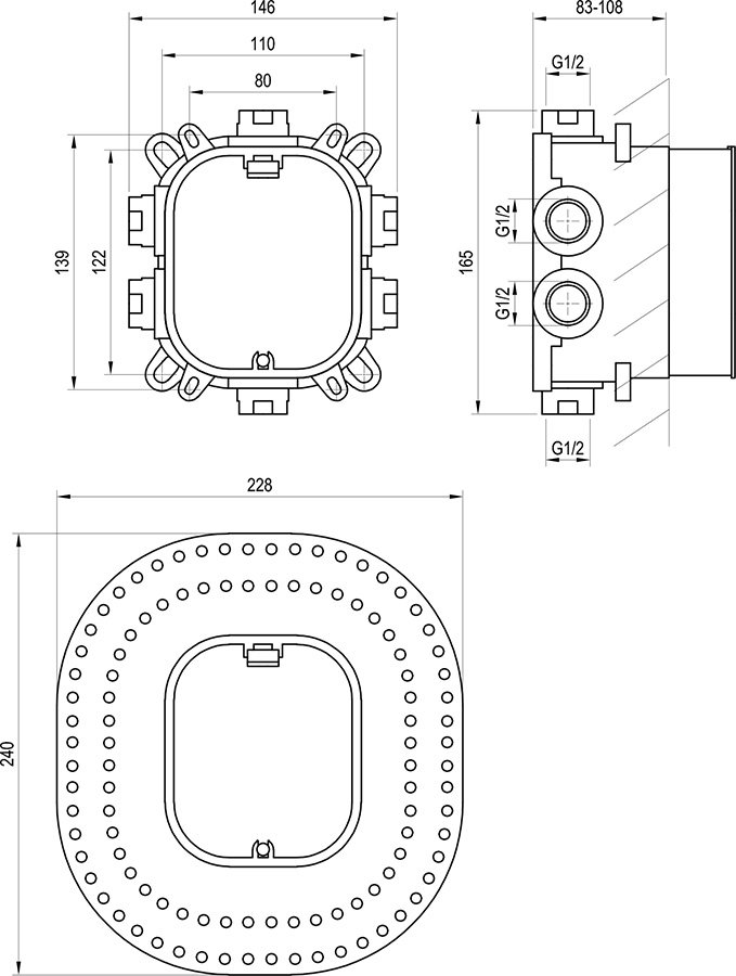 R-Box Vari Grundkörper für Unterputzarmaturen der Serie Flat