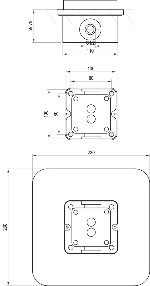 R-Box, Unterputzkörper für Bodenarmatur