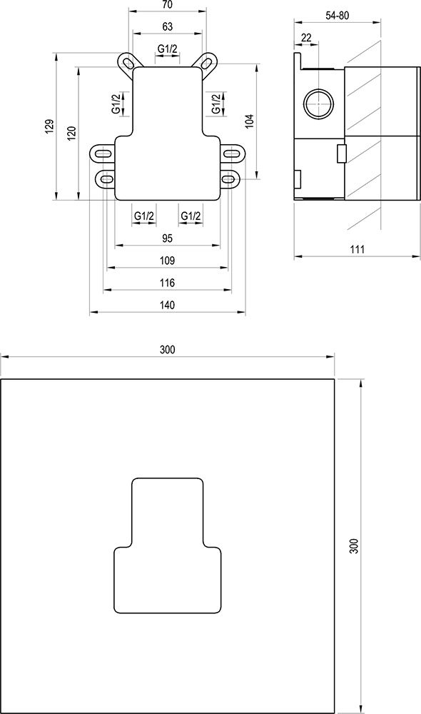 R-Box Vertical O2, Grundkörper für 2-Wege-Unterputzarmaturen