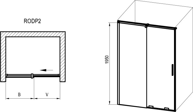 Duschdrehtür für Nische Roll RODP2