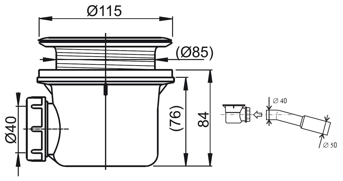 Duschtassensiphon RAVAK Basic 90