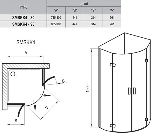 Duschdrehtür Runddusche SmartLine SMSKK4