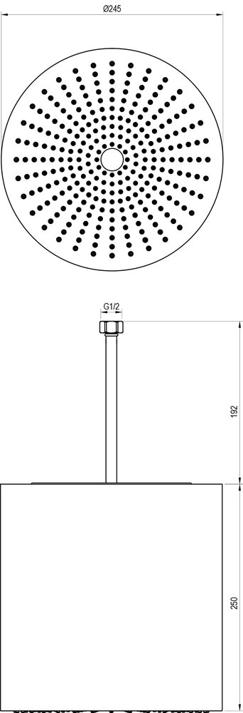Decken-Kopfbrause, zylindrisch