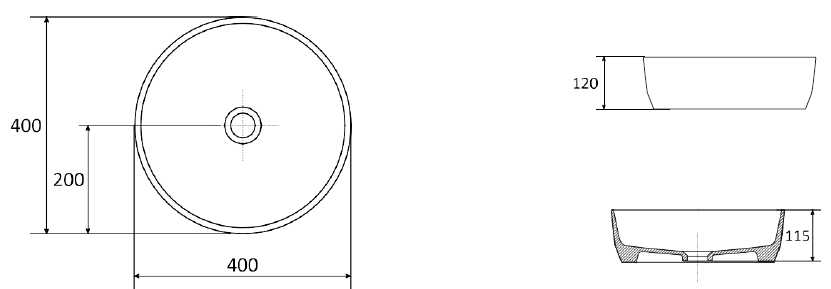 Keramik-Aufsatzwaschbecken Zeta Slim 400