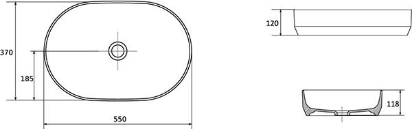 Keramik-Aufsatzwaschbecken Zeta Slim 550